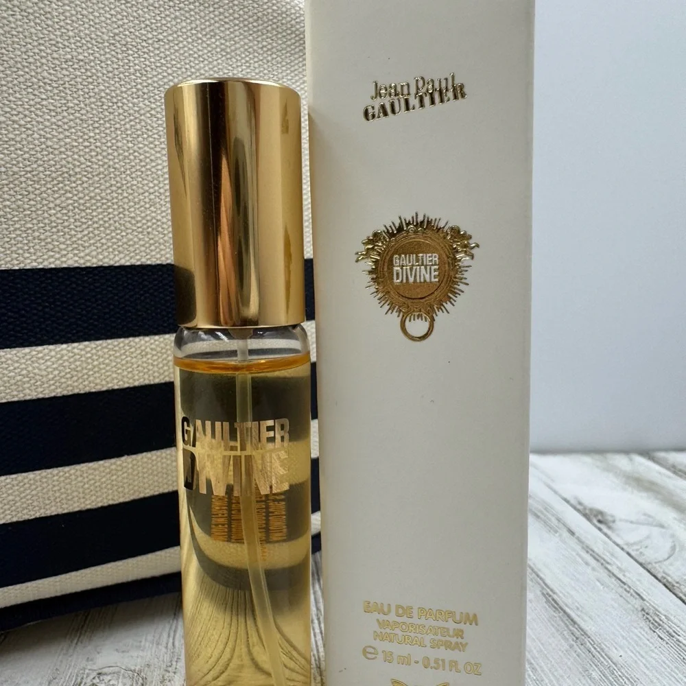 Jean Paul Gaultier Black and Cream Duffel Bag and Gaultier Divine Eau De Parfum